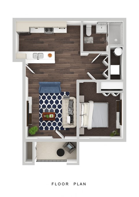 The Banks on Bradley Apartments 3D Floor Plans - 1x1
